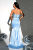 Laden Sie das Bild in den Galerie-Viewer, Funkelndes blaues trägerloses Meerjungfrauen Langes Ballkleid mit Schlitz