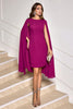 Laden Sie das Bild in den Galerie-Viewer, Grape Bodycon Midi-Cocktail-Partykleid mit Cape-Ärmeln