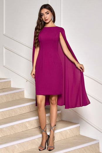 Grape Bodycon Midi-Cocktail-Partykleid mit Cape-Ärmeln