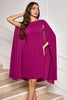 Laden Sie das Bild in den Galerie-Viewer, Grape Bodycon Midi-Cocktail-Partykleid mit Cape-Ärmeln