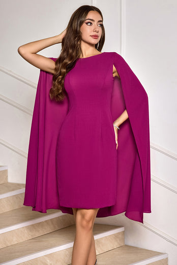 Grape Bodycon Midi-Cocktail-Partykleid mit Cape-Ärmeln