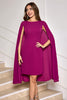 Laden Sie das Bild in den Galerie-Viewer, Grape Bodycon Midi-Cocktail-Partykleid mit Cape-Ärmeln