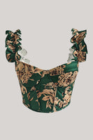 Laden Sie das Bild in den Galerie-Viewer, Aprikose bedrucktes Korsett Oberteil mit Schnürung am Rücken