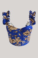 Laden Sie das Bild in den Galerie-Viewer, Aprikose bedrucktes Korsett Oberteil mit Schnürung am Rücken