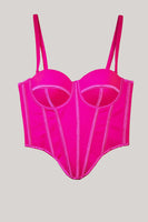 Laden Sie das Bild in den Galerie-Viewer, Rosa Spaghettiträger Korsett Oberteil mit asymmetrischem Saum