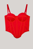 Laden Sie das Bild in den Galerie-Viewer, Rosa Spaghettiträger Korsett Oberteil mit asymmetrischem Saum