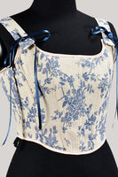 Laden Sie das Bild in den Galerie-Viewer, Bustier Top mit blauer Blume und Schnürung am Rücken