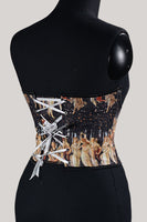 Laden Sie das Bild in den Galerie-Viewer, Stilvolles schwarzes Korsett Spitzenoberteil mit Muster