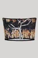 Laden Sie das Bild in den Galerie-Viewer, Stilvolles schwarzes Korsett Spitzenoberteil mit Muster