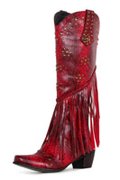 Laden Sie das Bild in den Galerie-Viewer, Schwarze perlenbesetzte Fransen mit spitzen Klobiger Absatz Boots für Damen