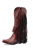 Laden Sie das Bild in den Galerie-Viewer, Schwarze Damen Stickerei Quaste Lederstiefel