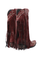 Laden Sie das Bild in den Galerie-Viewer, Schwarze Damen Stickerei Quaste Lederstiefel