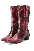 Laden Sie das Bild in den Galerie-Viewer, Bestickte blaue Cowgirl-Stiefel mit spitzer Zehenpartie in Kalbshöhe für Damen