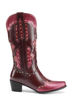 Laden Sie das Bild in den Galerie-Viewer, Bestickte blaue Cowgirl-Stiefel mit spitzer Zehenpartie in Kalbshöhe für Damen