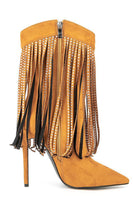 Laden Sie das Bild in den Galerie-Viewer, Schwarze Stiefeletten aus Wildleder mit Strass und Fransen