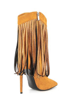 Laden Sie das Bild in den Galerie-Viewer, Schwarze Stiefeletten aus Wildleder mit Strass und Fransen