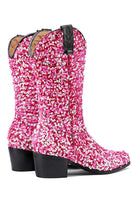 Laden Sie das Bild in den Galerie-Viewer, Glitzernde schwarze mittelgroße Pailletten mit Snip Toe Klobiger Absatz Boots