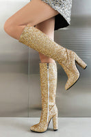 Laden Sie das Bild in den Galerie-Viewer, Glitzernde blaue Cowgirl-Stiefel mit hohen Absätzen