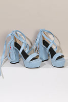 Laden Sie das Bild in den Galerie-Viewer, Damen Schwarze Stickerei Riemchen Klobiger Absatz Offene Zehe Sandalen Schuhe