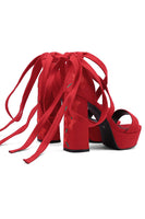 Laden Sie das Bild in den Galerie-Viewer, Damen Schwarze Stickerei Riemchen Klobiger Absatz Offene Zehe Sandalen Schuhe