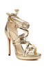 Laden Sie das Bild in den Galerie-Viewer, Damen Golden Metallic Riemchen Stilettos Sandalen Schuhe mit Schmetterling