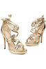 Laden Sie das Bild in den Galerie-Viewer, Damen Golden Metallic Riemchen Stilettos Sandalen Schuhe mit Schmetterling