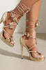 Laden Sie das Bild in den Galerie-Viewer, Damen Golden Metallic Riemchen Stilettos Sandalen Schuhe mit Schmetterling