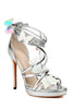 Laden Sie das Bild in den Galerie-Viewer, Damen Golden Metallic Riemchen Stilettos Sandalen Schuhe mit Schmetterling