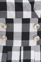 Laden Sie das Bild in den Galerie-Viewer, Schwarzes kariertes Vintage Kleid aus den 1950er Jahren mit V-Ausschnitt