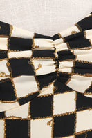 Laden Sie das Bild in den Galerie-Viewer, Schwarzes Gitterkariertes Neckholder Kurzes Kleid aus den 1950er Jahren