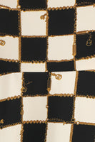 Laden Sie das Bild in den Galerie-Viewer, Schwarzes Gitterkariertes Neckholder Kurzes Kleid aus den 1950er Jahren