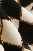 Laden Sie das Bild in den Galerie-Viewer, Schwarzes Gitterkariertes Neckholder Kurzes Kleid aus den 1950er Jahren