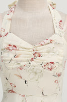 Laden Sie das Bild in den Galerie-Viewer, Schwarzes Gitterkariertes Neckholder Kurzes Kleid aus den 1950er Jahren