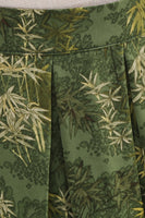 Laden Sie das Bild in den Galerie-Viewer, 1950er Armee Grün geblümter plissierter Swing rock