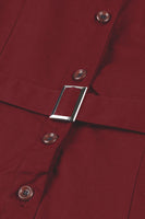 Laden Sie das Bild in den Galerie-Viewer, Einfaches burgunderrotes Vintage Kleid mit Reversausschnitt aus den 1950er Jahren