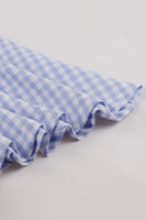 Laden Sie das Bild in den Galerie-Viewer, Blaues kariertes Vintage Kleid aus den 1950er Jahren mit Reversausschnitt