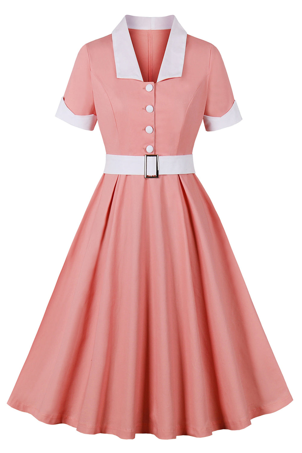 Blush Reversausschnitt A-Linie Vintage Kleid aus den 1950er Jahren