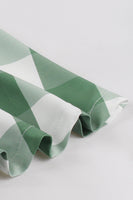 Laden Sie das Bild in den Galerie-Viewer, Kariertes grünes kurzärmeliges Retro Kleid aus den 1950er Jahren mit Schleifen