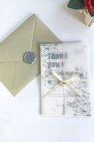 Laden Sie das Bild in den Galerie-Viewer, Personalisierte grüne goldene Hochzeitseinladung mit Schleife