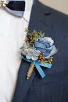 Laden Sie das Bild in den Galerie-Viewer, Aprikose Handgelenk Corsage Herren Boutonniere für die Hochzeit