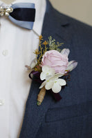 Laden Sie das Bild in den Galerie-Viewer, Aprikose Handgelenk Corsage Herren Boutonniere für die Hochzeit