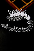 Laden Sie das Bild in den Galerie-Viewer, Perle Blume Keramik Blume Har Kamm Haarbandhandgemachte Braut Stirnband
