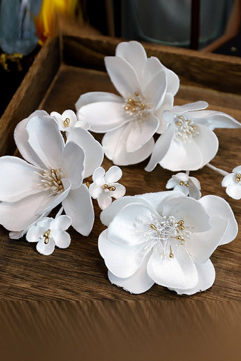 Weiße elegante Stoffblume Haarspangen