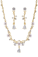 Laden Sie das Bild in den Galerie-Viewer, Goldene Braut Halskette Ohrring Set für Hochzeit