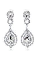 Laden Sie das Bild in den Galerie-Viewer, Brauthochzeit Weißer Kristall Tropfenanhänger Ohrringe