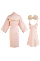 Laden Sie das Bild in den Galerie-Viewer, Burgundy Braut Pyjamas Brautjungfern Nachthemd Set für Hochzeitsfeier