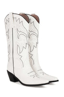 Laden Sie das Bild in den Galerie-Viewer, Retro Schwarze Cowgirl-Stiefel mit spitzer Zehenpartie und kleinem Absatz in mittlerer Wade