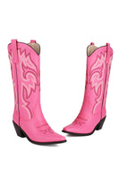 Laden Sie das Bild in den Galerie-Viewer, Retro Schwarze Cowgirl-Stiefel mit spitzer Zehenpartie und kleinem Absatz in mittlerer Wade