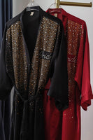 Laden Sie das Bild in den Galerie-Viewer, Schwarzes glänzendes Brautjungferngewand mit Strasssteinen