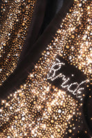 Laden Sie das Bild in den Galerie-Viewer, Schwarzes glänzendes Brautjungferngewand mit Strasssteinen